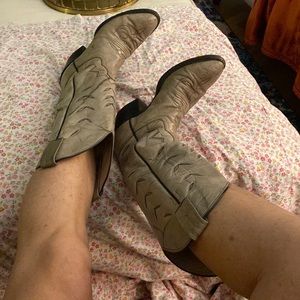 Tall Vintage Taupe Cowboy Boots.